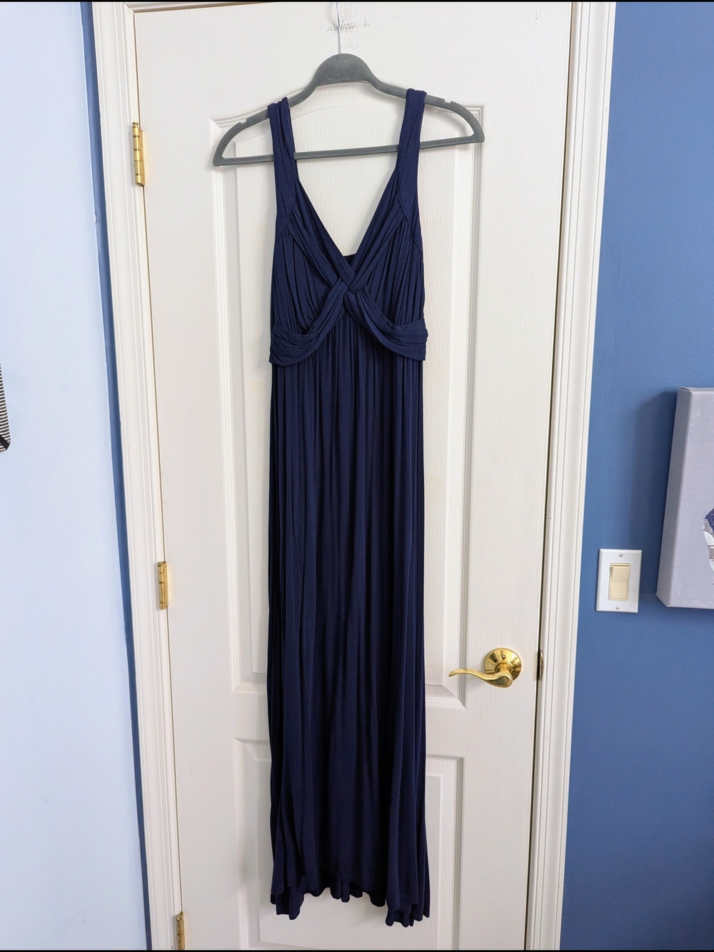 New York & Company Navy Twist-Front Maxi Dress